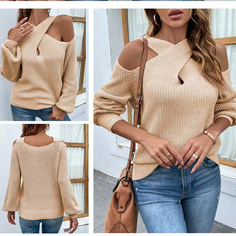 Casual Crossed Halter Knitted Sweaters