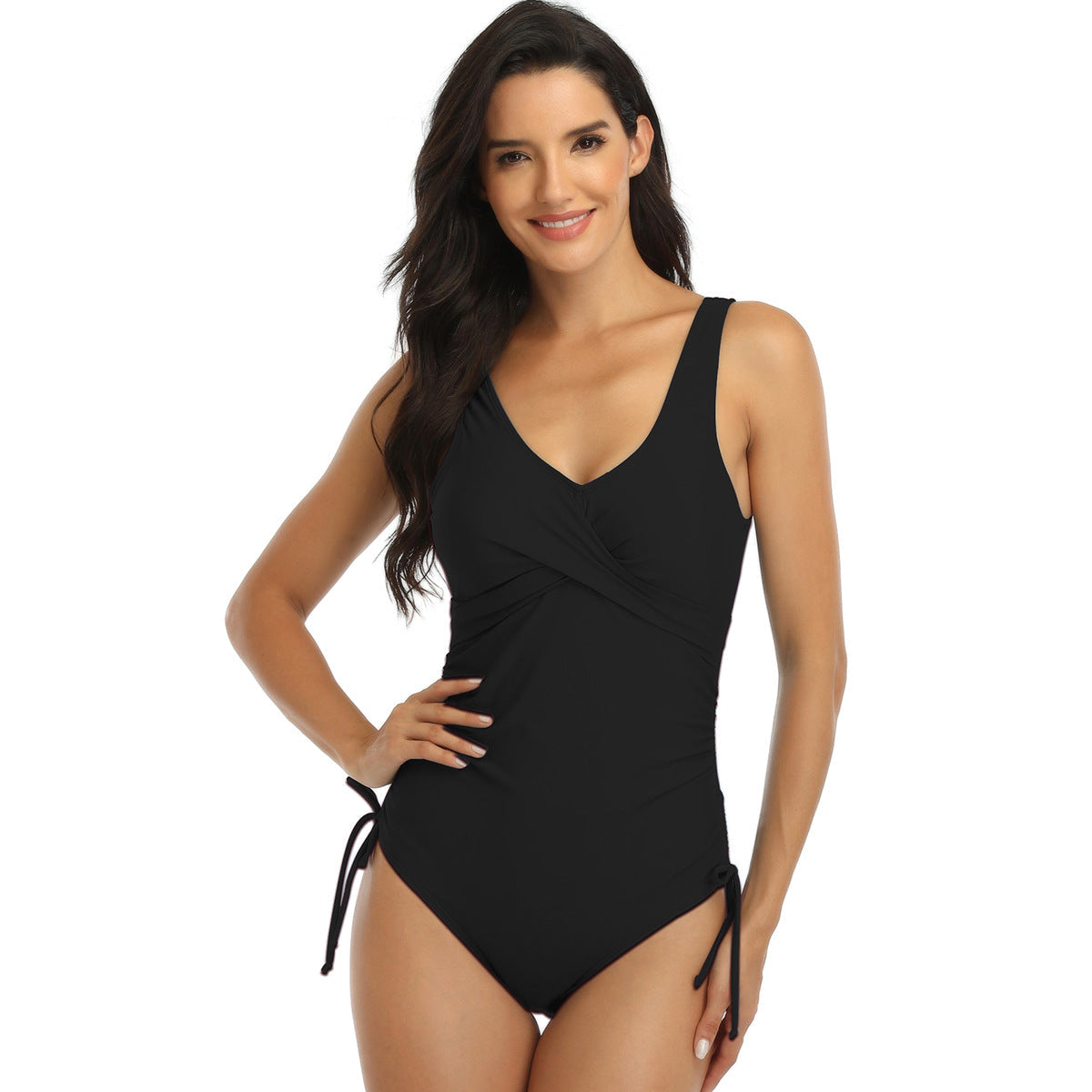 Sexy Halter Drawstring One Piece Women Swimsuit