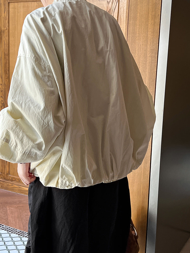 Women's Stand Collar Zip-Up Cotton Jacket-Black-M-Free Shipping Leatheretro