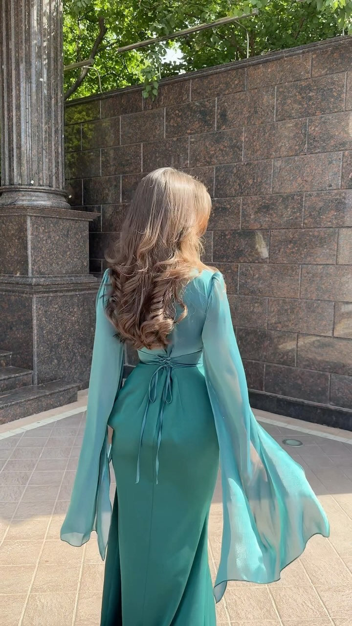 Elegant Satin Summer Long Sleeves Dresses