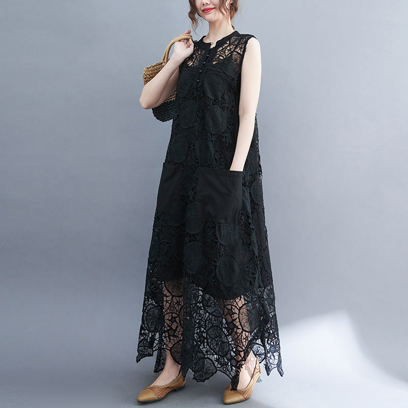 Vintage Lace Embroidery Sleeveless Two Pieces Dresses-Dresses-Free Shipping at meselling99