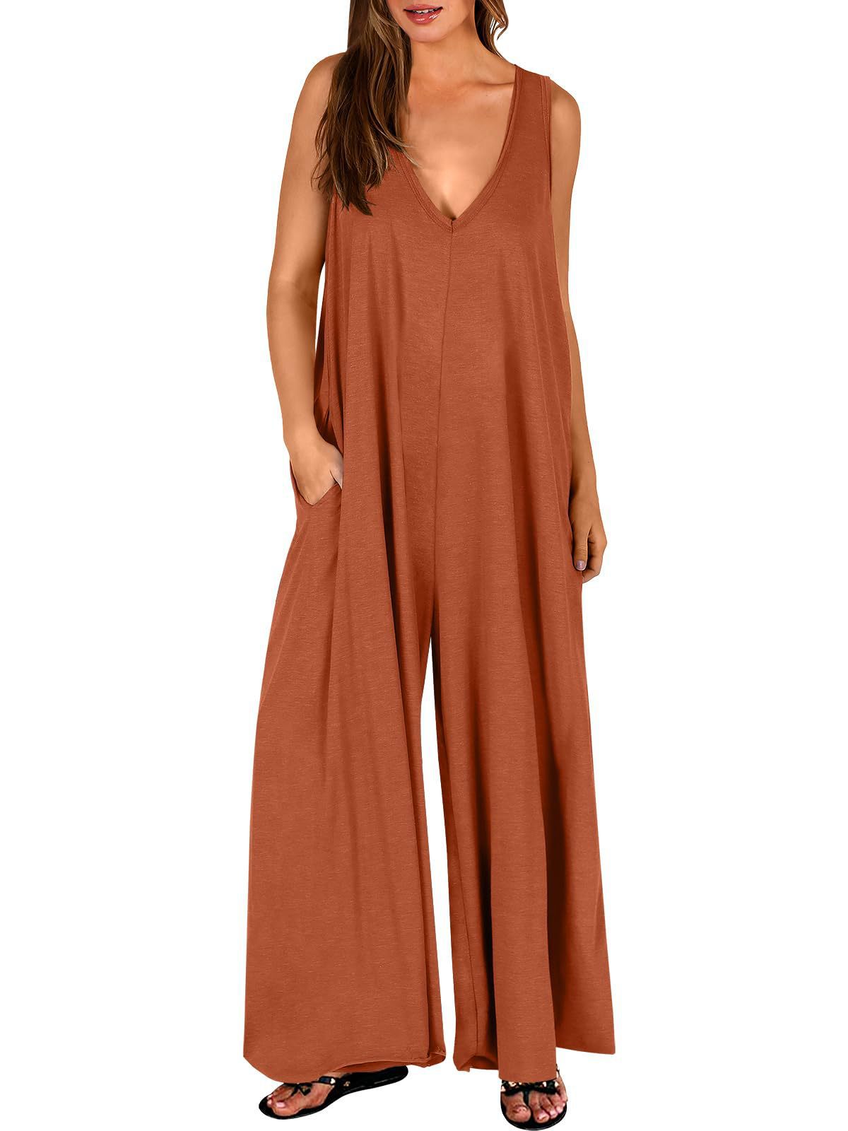 Women's Summer Casual Jumpsuit - Lightweight Pocket Romper