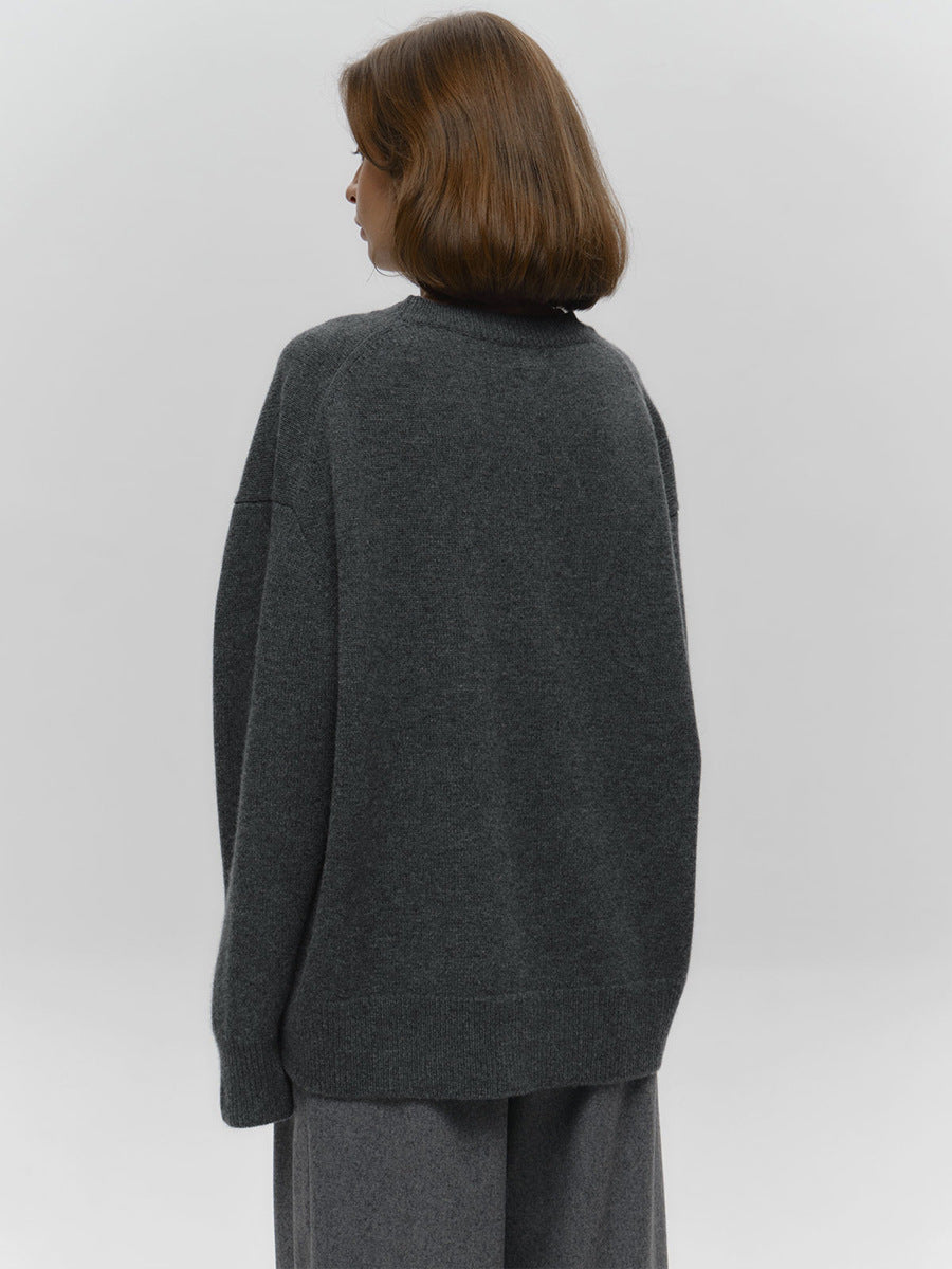 Classic Relaxed-Fit Dark Crewneck Sweater