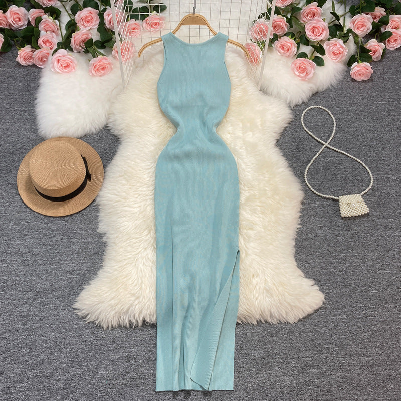 Sexy Summer Twist Designed Knitted Tank Top Elastic Dresses