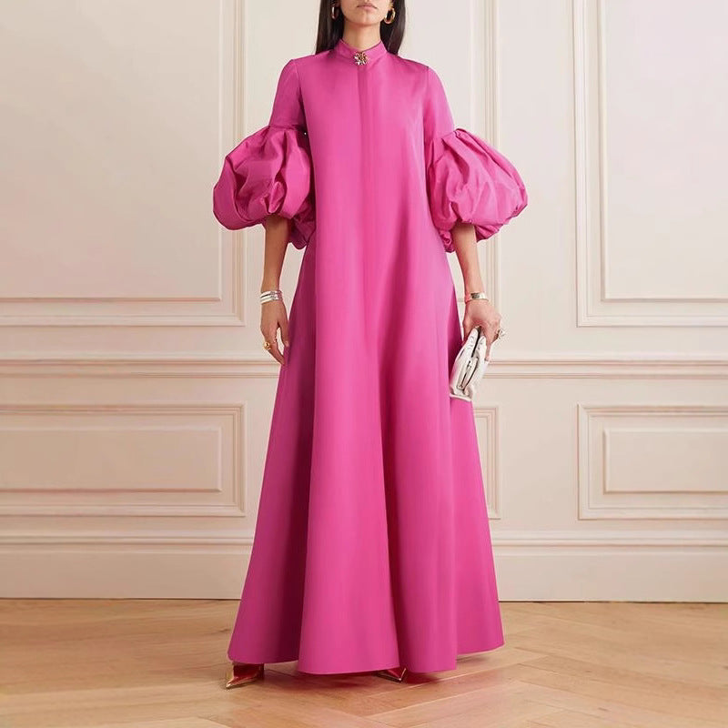 Puff Sleeve Pink Dress: Comfortable, Flowy & Elegant