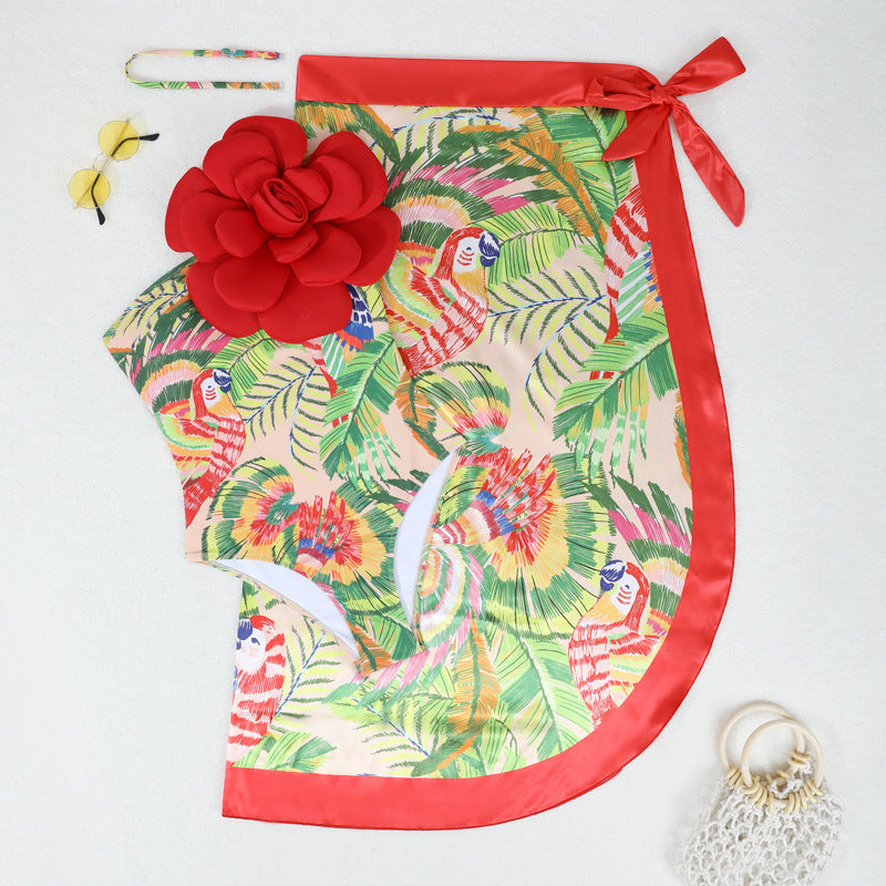 Women's 3D Floral Bikini Set – Sexy High-Cut Bathing Suit for Beach, Pool & Vacation