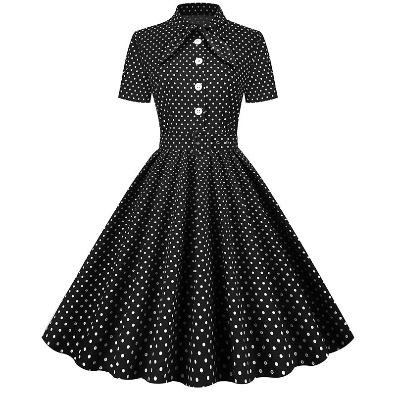 Vintage Polka Dot Short Sleeves Dresses-Dresses-Free Shipping at meselling99