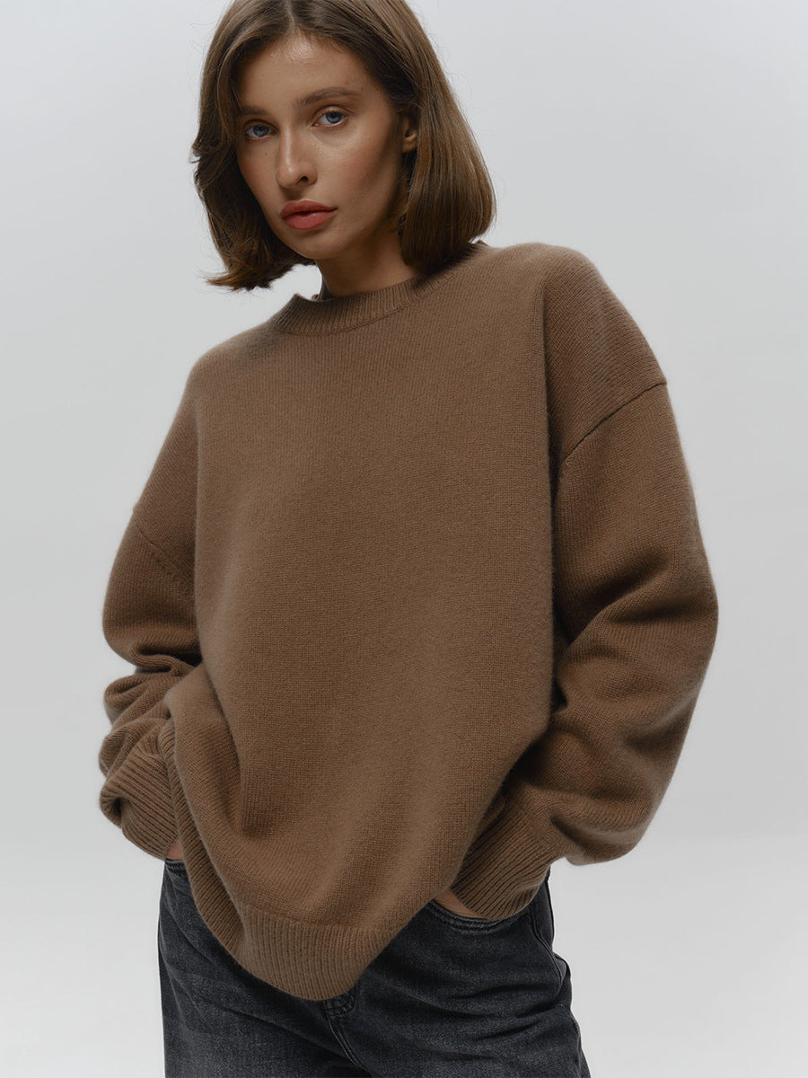 Classic Relaxed-Fit Dark Crewneck Sweater