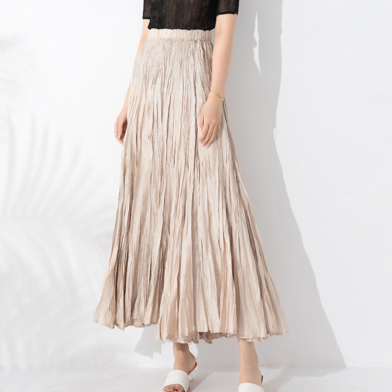 Elegant High-Waisted Solid Color Maxi Skirt