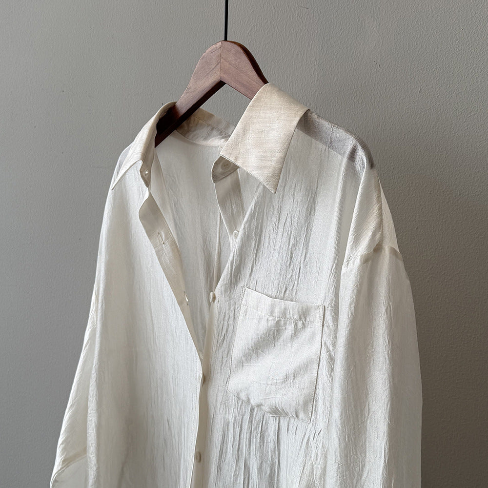 Women's Backless Knotted Shirt – Summer Loose Fit Long Sleeve Sun Protection Blouse-White-M-Free Shipping Leatheretro