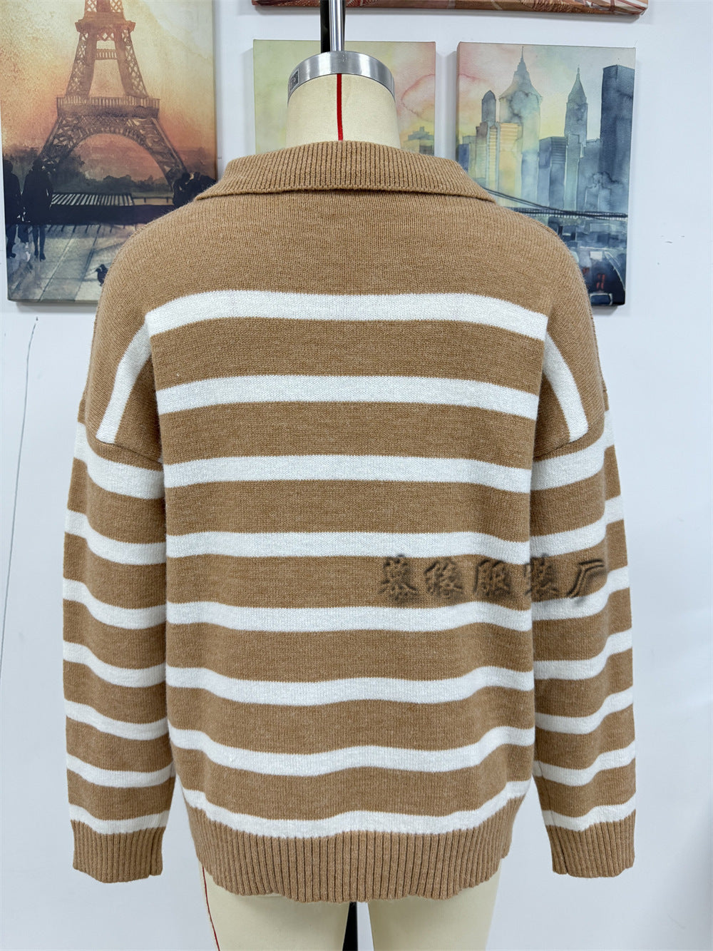 Fashion Striped Plus Sizes Knitted Sweaters for Women