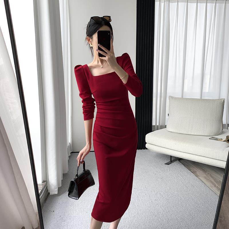 Sexy Square Neckline Long Sleeves Party Dresses-Dresses-Free Shipping at meselling99