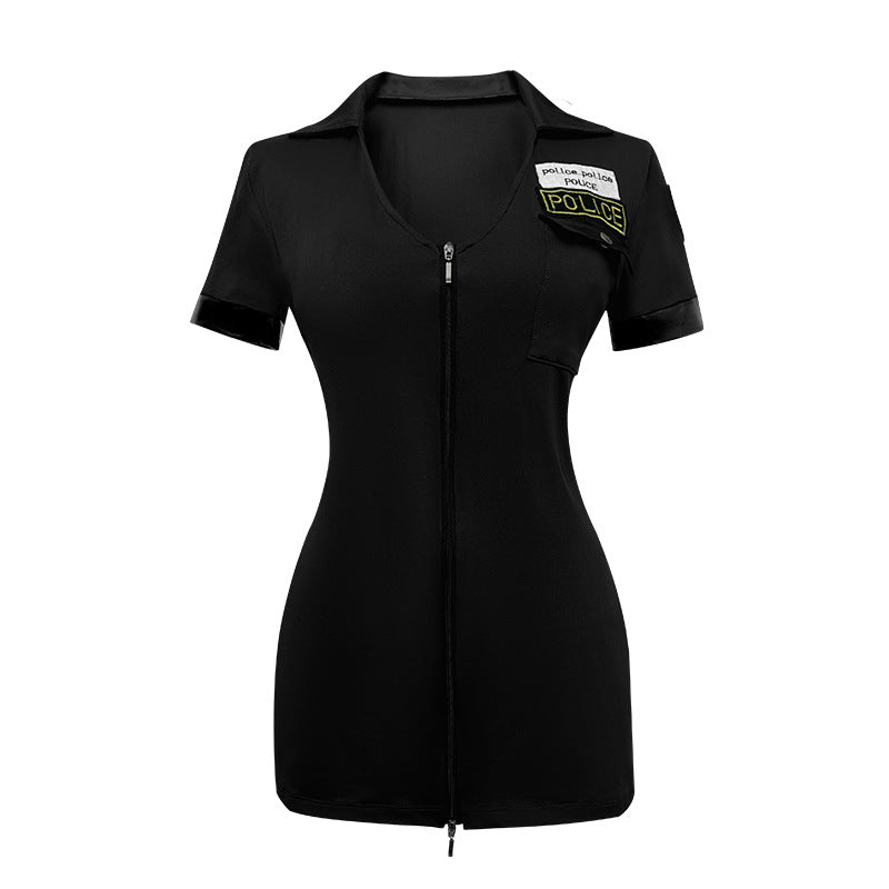 Sexy Halloween Cosplay Party Outfit with Zipper Detail