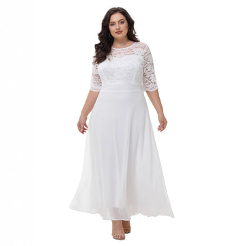 Plus Size Lace Chiffon Floral Bridesmaid Dress