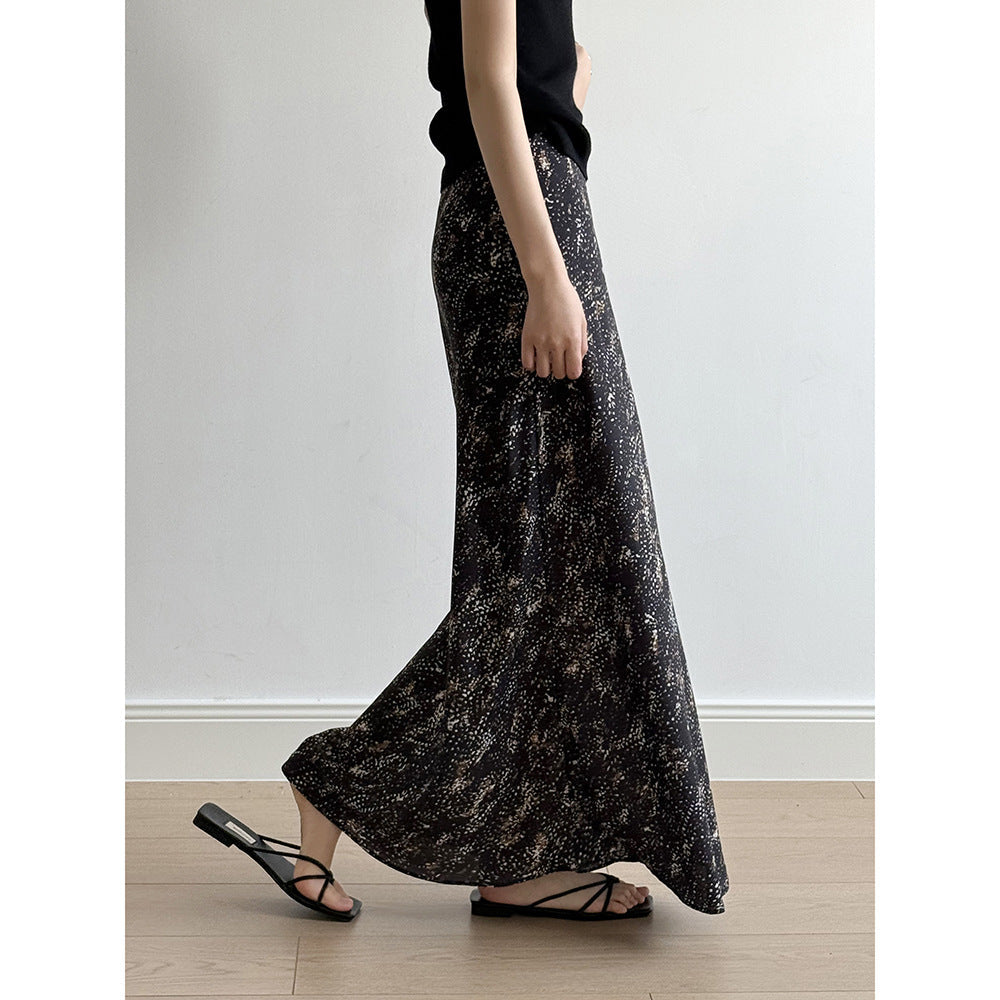 Women's Star Print Long Maxi Skirt-Black Star-M-Free Shipping Leatheretro