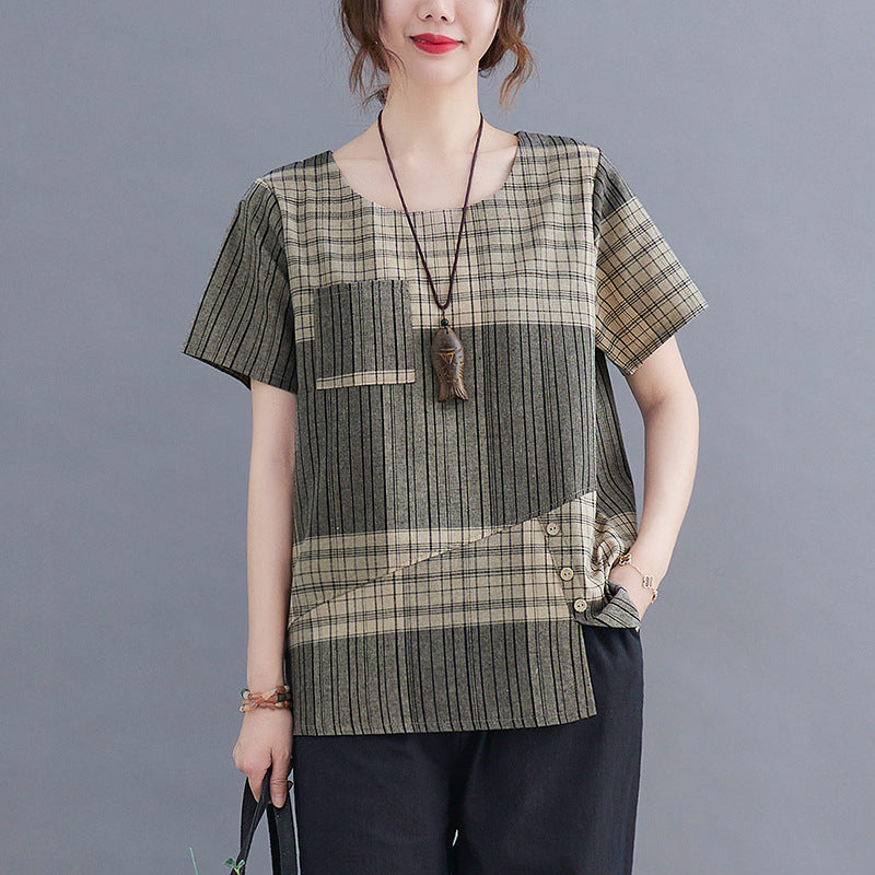 Vintage Stripe Cotton Linen T-Shirt