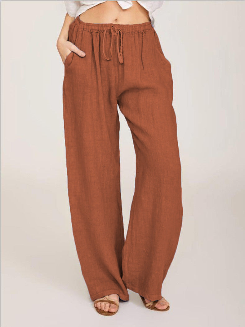 Casual Cotton Linen Plus Sizes Wide Legs Pants