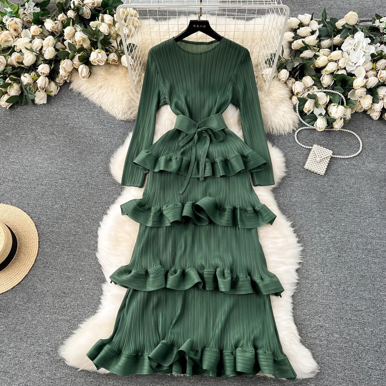 Elegant Luxury Tiered Ruffle Maxi Dress – High-End Minimalist Designer Evening Gown