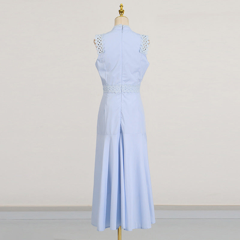 Designed Women's Vintage-Inspired Sleeveless Lace Trimmed Summer Dress