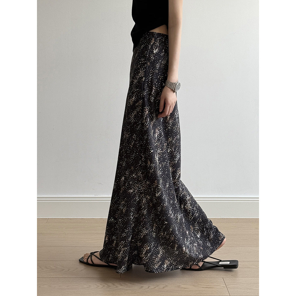 Women's Star Print Long Maxi Skirt-Black Star-M-Free Shipping Leatheretro