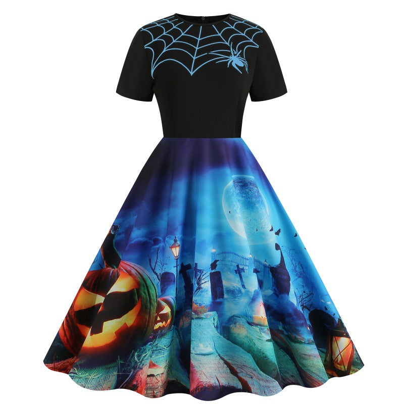 Halloween Print Fit & Flare Dress
