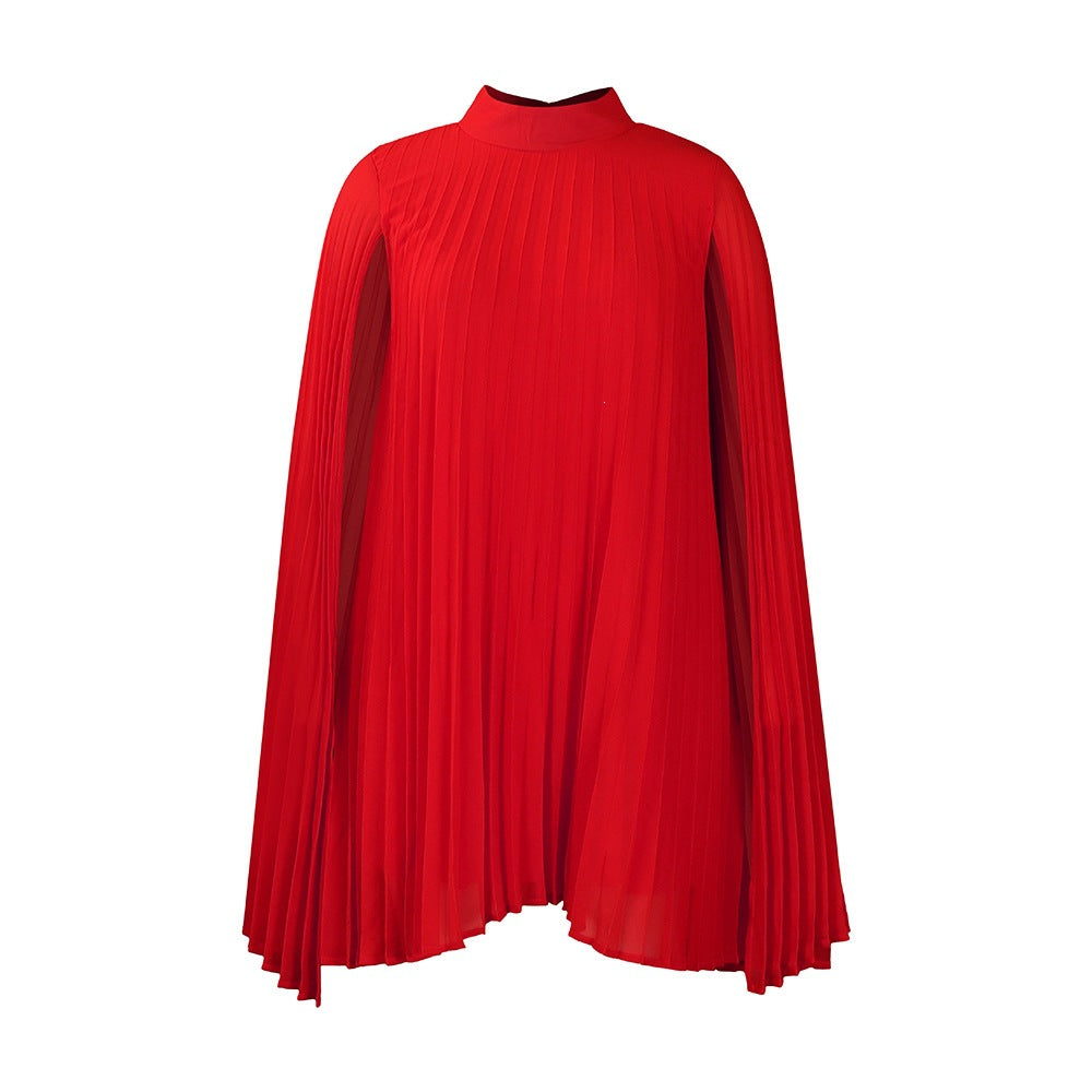 Elegant Chiffon Batwing Sleeve Pullover Cape Dress