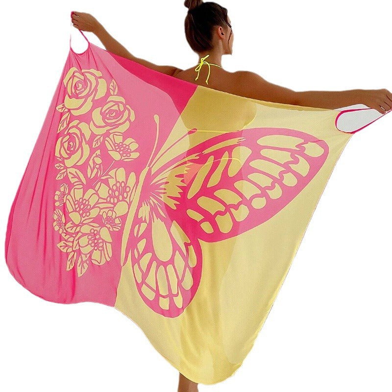 Summer Butterfly Print Beach Cover Ups