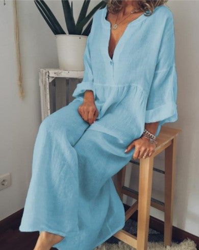 Plus Size Casual Printed Long Sleeve Dress for Women