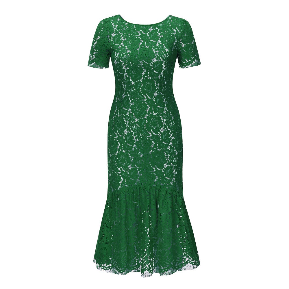 Sexy Backless Elegant Lace Dresses for Women-Green-S-Free Shipping at meselling99