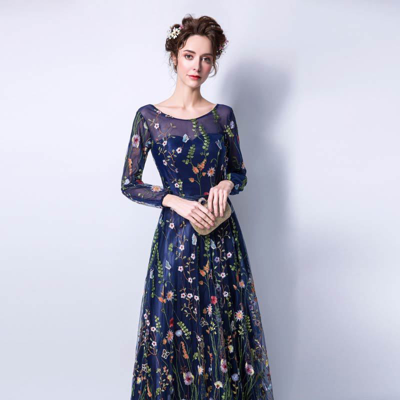 Vintage Elegant Long Sleeves Evening Dresses