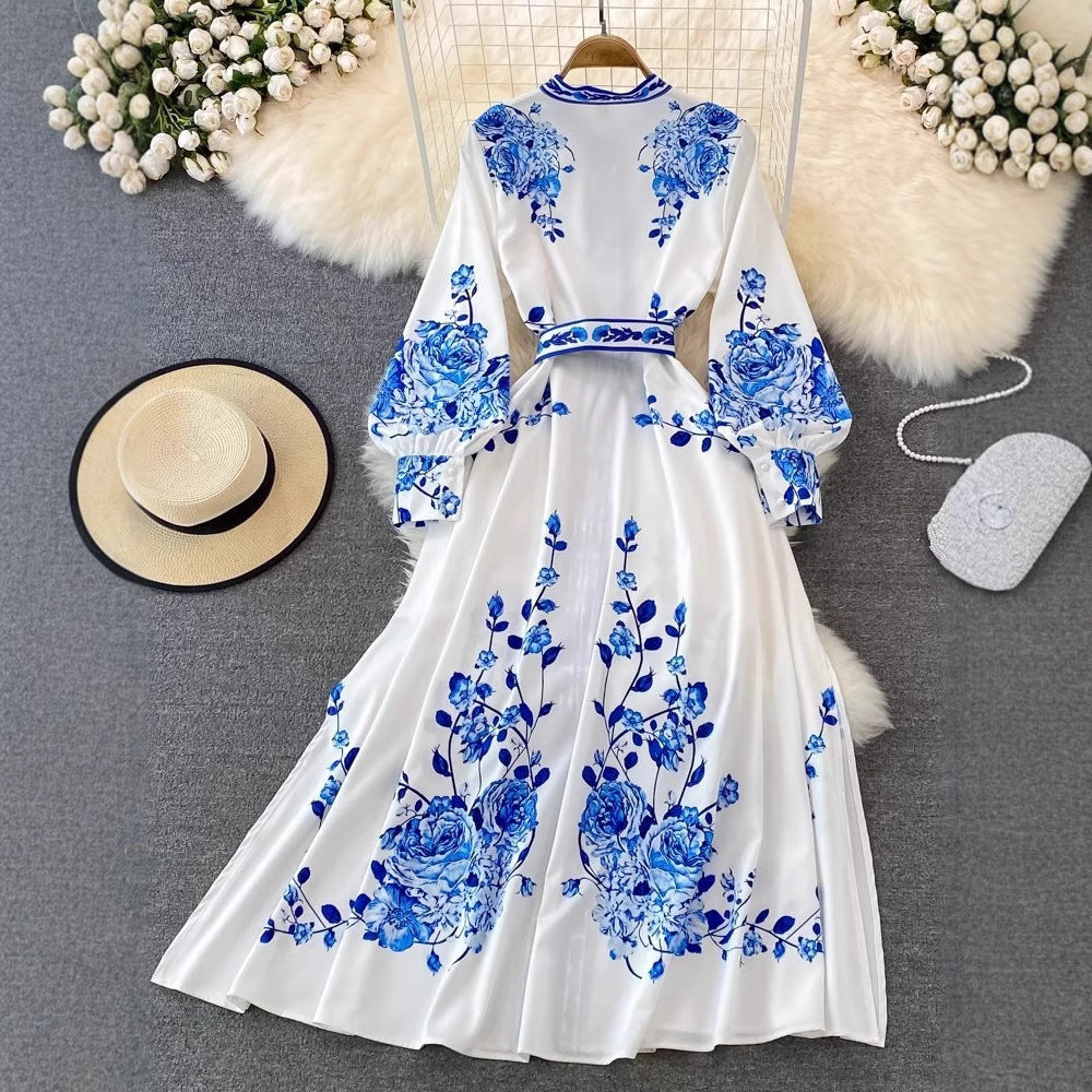 Imperial Porcelain Print Maxi Dress