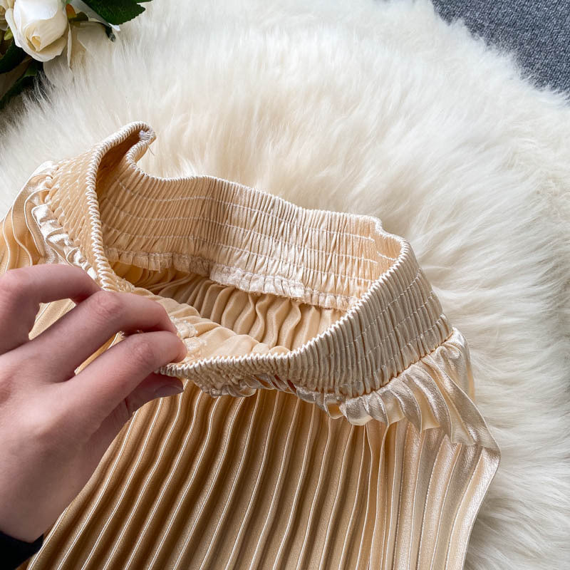 Luxury Heavy-Duty Pleated Midi A-Line Skirt