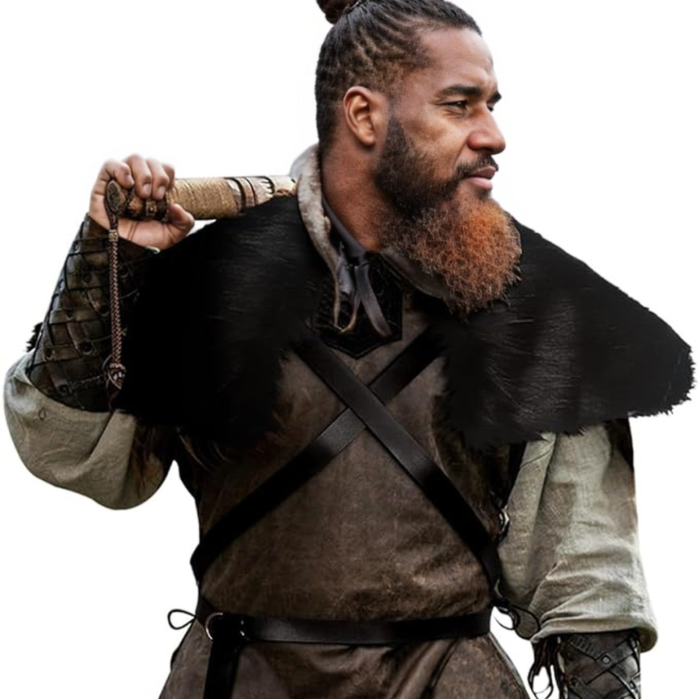 Men's Faux Fur Collar Medieval Cape