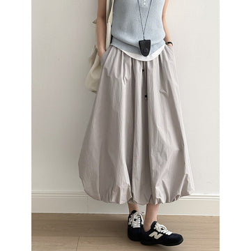 Women's Summer A-Line Skirt-White-M-Free Shipping Leatheretro