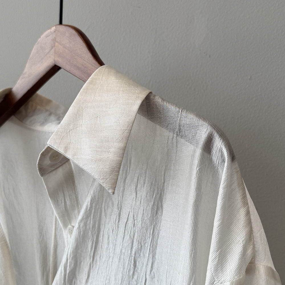 Women's Backless Knotted Shirt – Summer Loose Fit Long Sleeve Sun Protection Blouse-White-M-Free Shipping Leatheretro