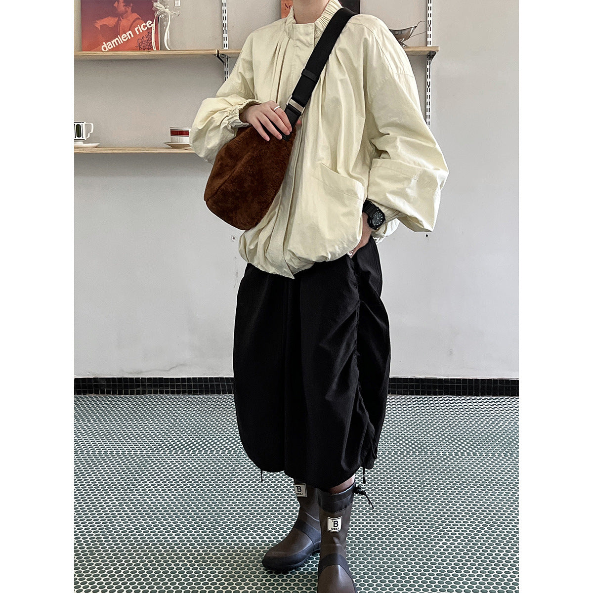 Women's Stand Collar Zip-Up Cotton Jacket-Black-M-Free Shipping Leatheretro