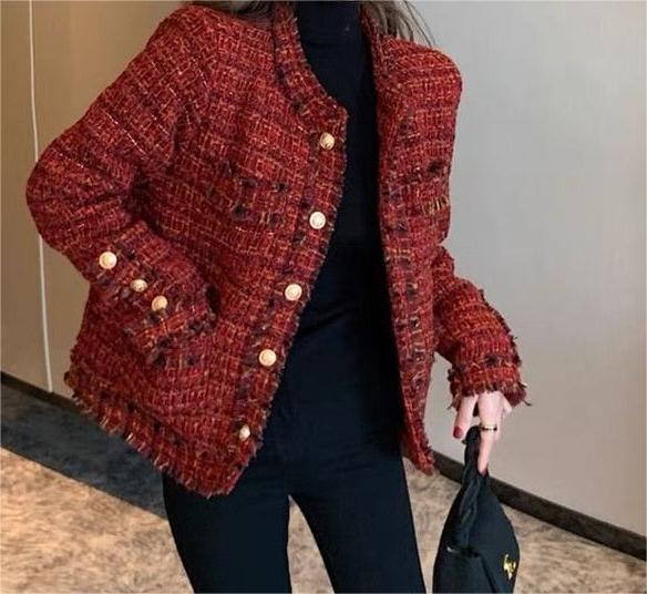 Waltham Pocketed Tweed Jacket - Red