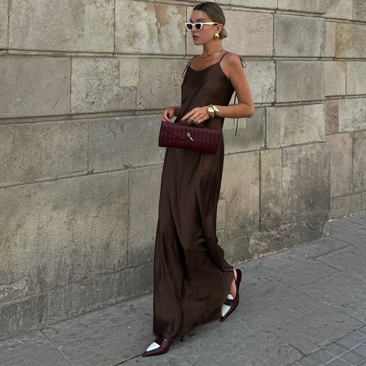 Sexy Satin Long Slip Dress