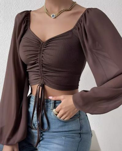 Sexy V-Neck Peplum Chiffon Blouse