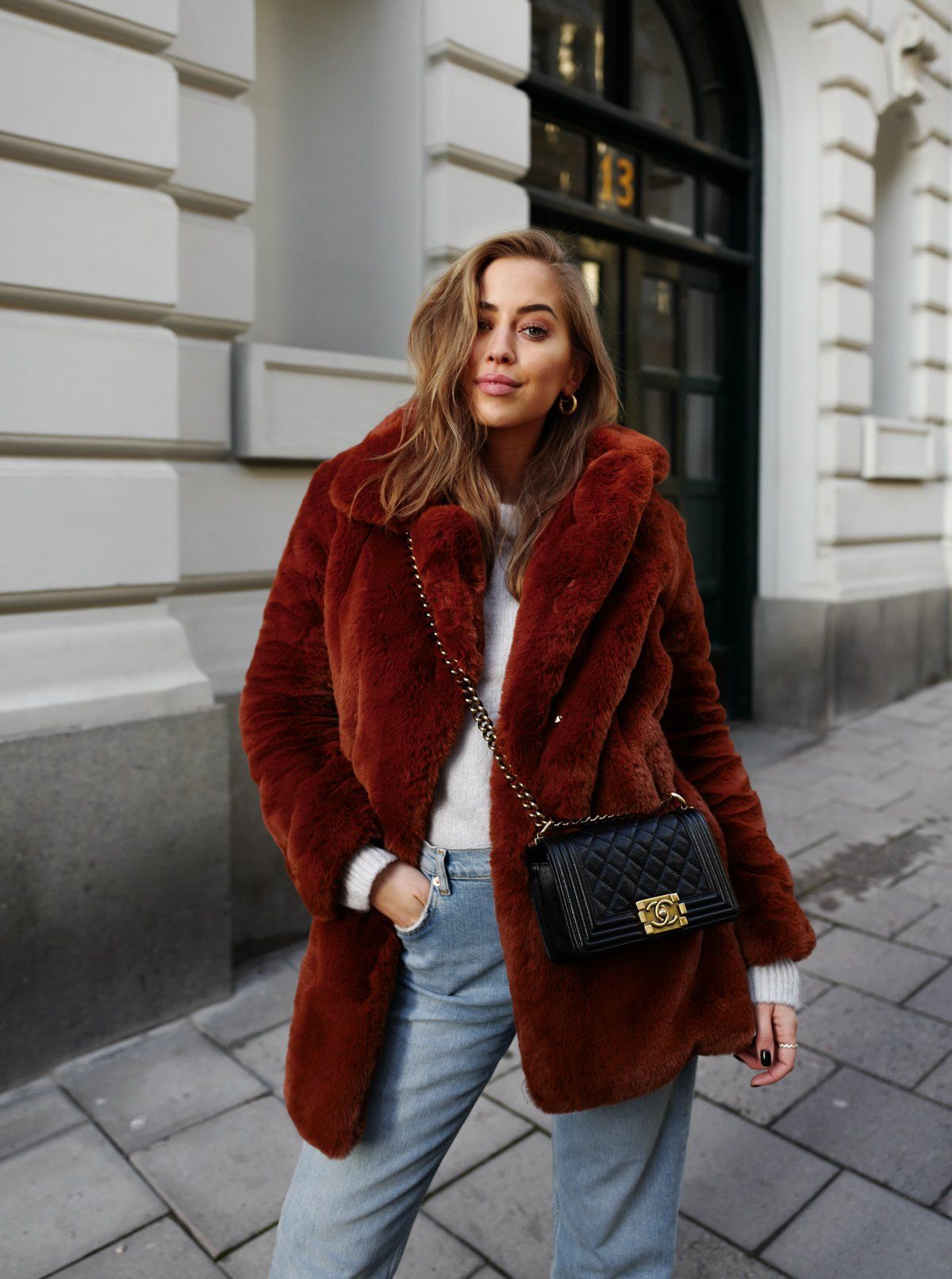 Luxury Faux Fur Coat – Winter Warm Thick Plush Oversized Jacket with Lapel Collar