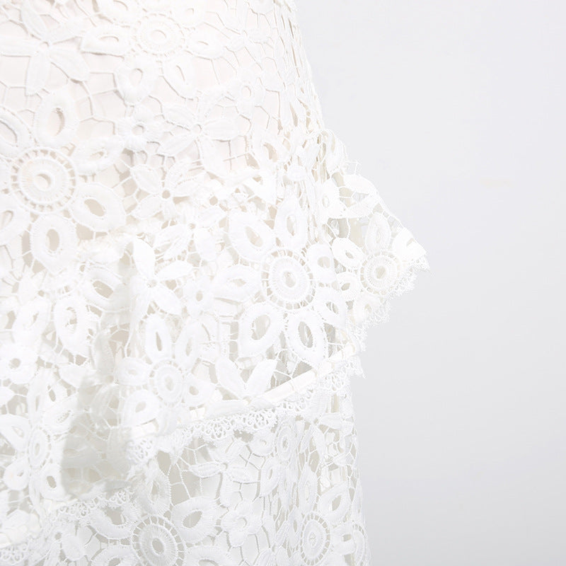 Women's Lace Sleeveless Top & Asymmetrical Skirt Set