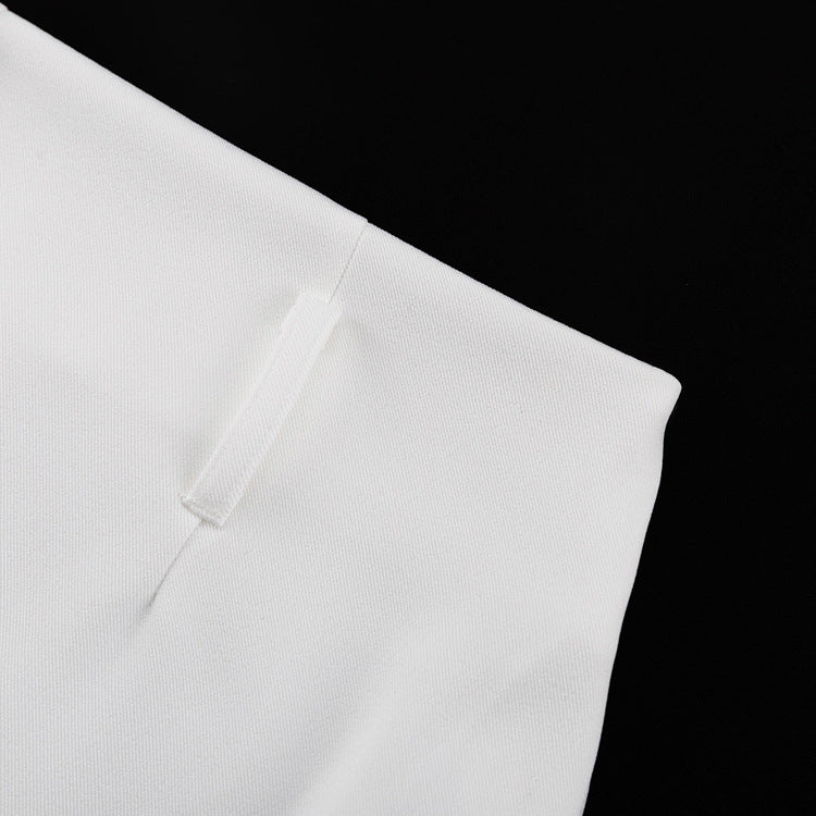 Designer A-Line White Low-Waist Midi Skirt – Unique Casual & Office Women's Skirt