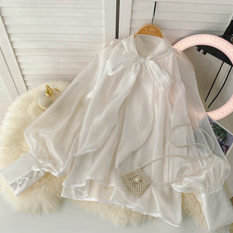 Designer Blouse with Puff Sleeves Women's Shirt, Elegant & Feminine, Soft & Chic