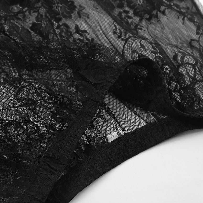 Black Sheer Lace High Waist Pencil Skirt