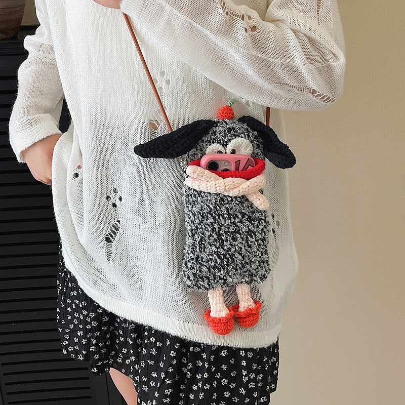 Funny Face Woven Crossbody Bag