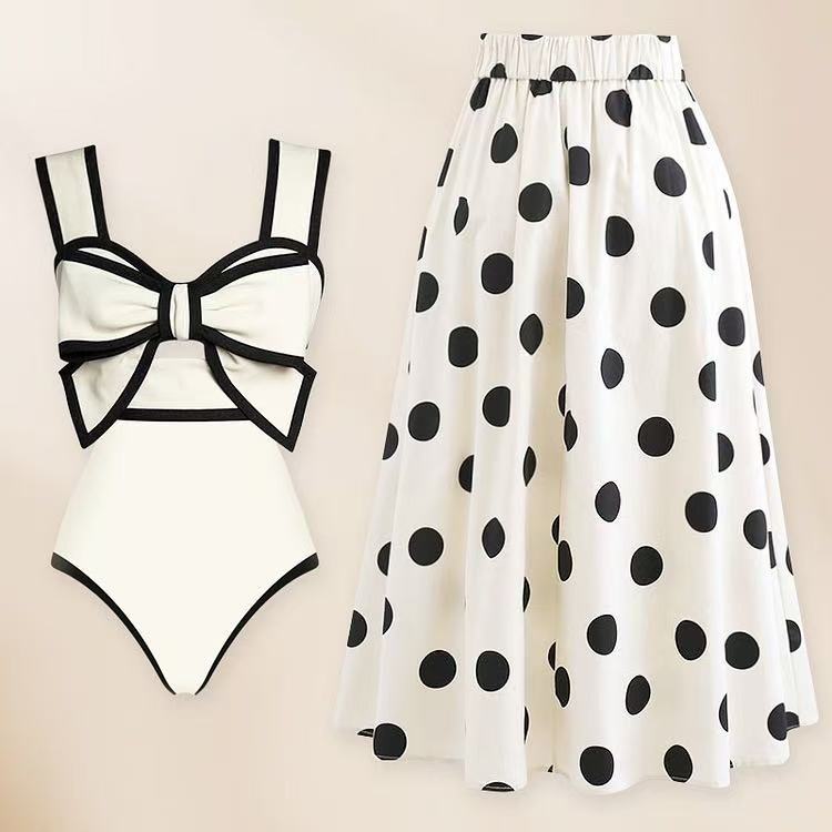 Butterfly Knot Round Skirt One-Piece Swimsuit