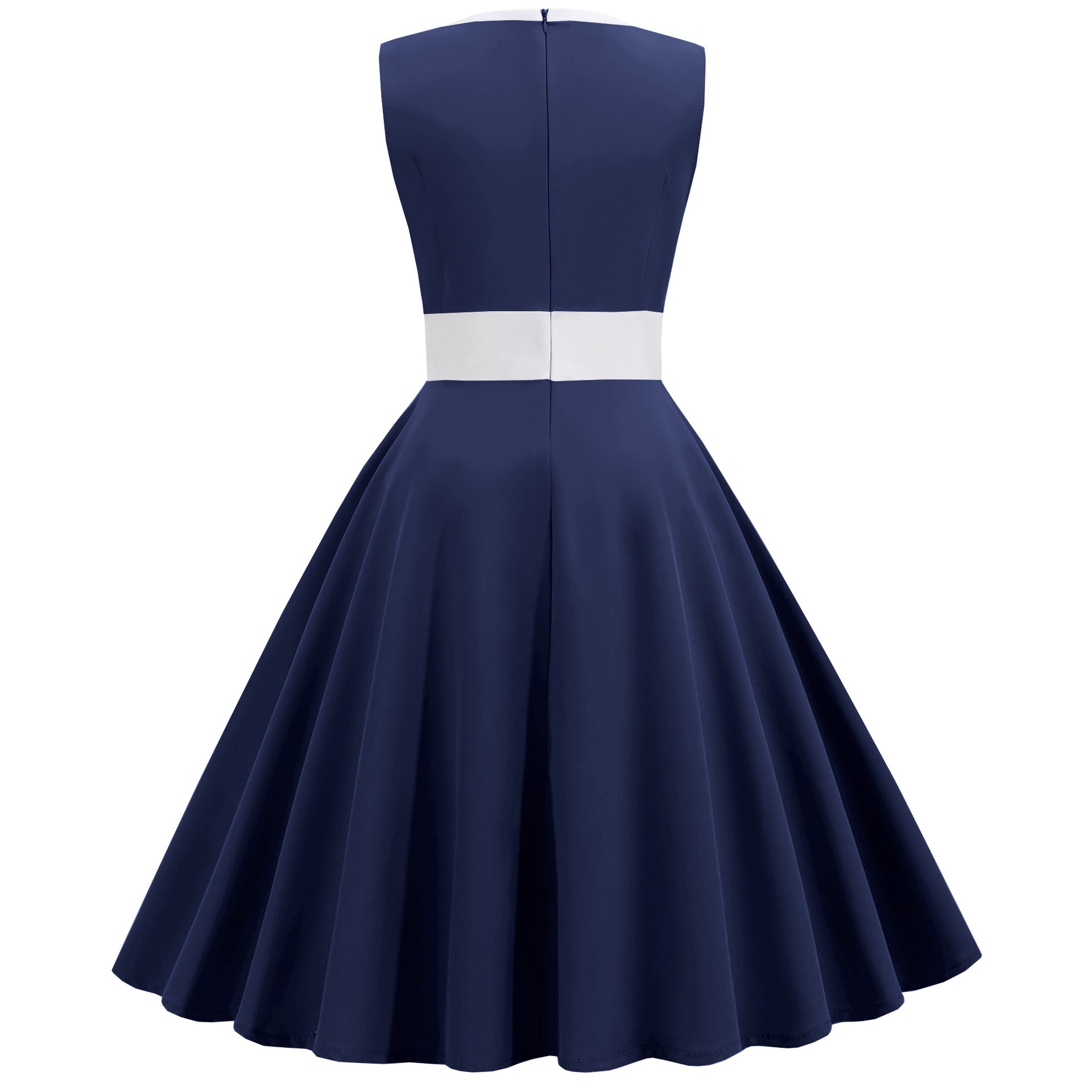 Elegant Sleeveless Dress: Retro A-Line Shift Dress with Round Neckline