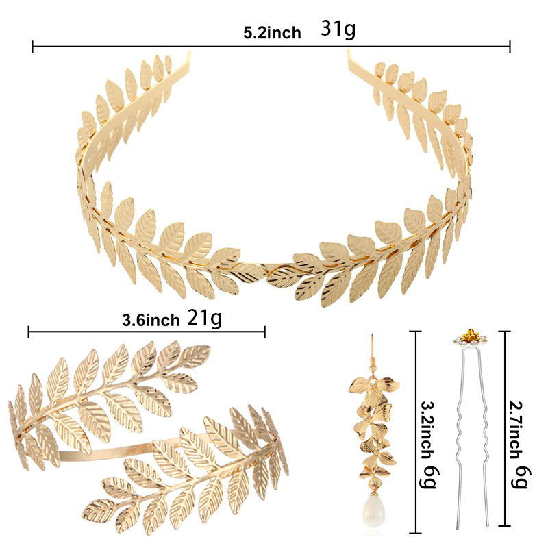 Gold Leaf Pearl Headband – Elegant Wire Wrap Hair Accessory for Women