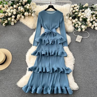 Elegant Luxury Tiered Ruffle Maxi Dress – High-End Minimalist Designer Evening Gown