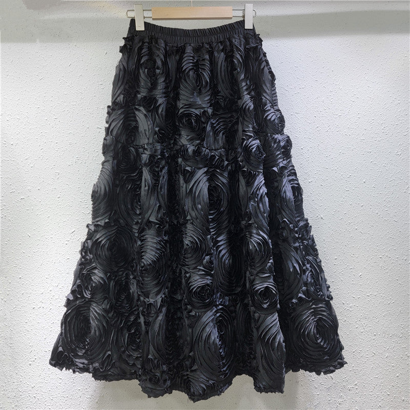 Flower Tulle A-Line Maxi Skirt